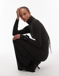 Платье макси с высоким воротником ASOS DESIGN черного цвета