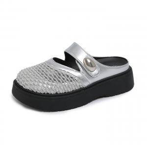 SUPEREDGE Тихие устойчивые к истиранию нескользящие закрытые тапочки для женщин Silver, цвет Silver