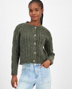 Укороченный женский кардиган крупной вязки с крапчатым узором, эксклюзивно для Macy's And Now This, Military Heather