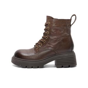 BELLE Мартин ботильоны женские 13 см на каблуке 5 см кофейные на флисовой подкладке, цвет Coffee-Fleece-Lined