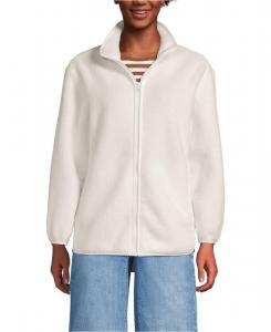 Женская уютная флисовая куртка с высоким ворсом и застежкой-молнией Lands' End, Ivory