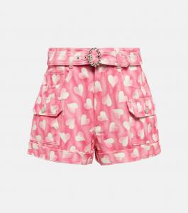 Джинсовые шорты с высокой талией и принтом в виде сердец Alessandra Rich, розовый