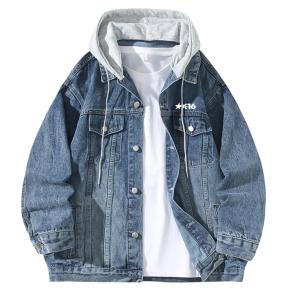 Джинсовая куртка унисекс с капюшоном, умеренно прямого кроя X1617, синий top