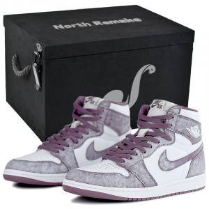 Jordan Винтажные баскетбольные кроссовки Air 1 High Top унисекс классического стиля фиолетовые - подарочная коробка премиум-класса 4, цвет Classical Style Purple-High-End Gift Box 4