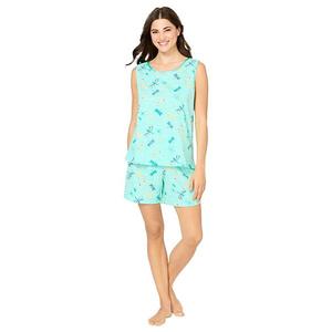 Пижамный комплект Plus size: майка и шорты Dreams & Co., Aqua Mint Dragonfly