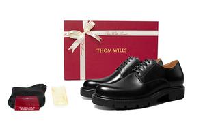 THOM WILLS Классические дерби для бизнес-формала повседневные кожаные туфли мужские черные [Коробка] Черные, цвет [Box]Black