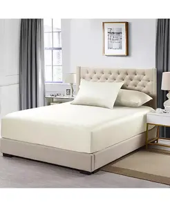 Простыня из перкаля сверхглубокая (22 дюйма) на резинке, размер queen Egyptian Linens, ivory