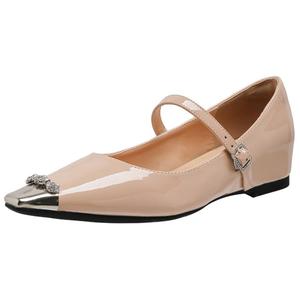 City camel Блок каблук туфли Мэри Джейн женские абрикос, цвет Apricot