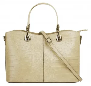 Сумка с ручкой Cluty, натуральная кожа, производство Италия, бежевый