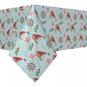 Квадратная скатерть, 100% полиэстер, 60x60 дюймов, мультяшные пиратские корабли