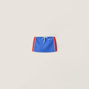 Мини-юбка из технической пряжи MIU MIU, ярко-синий/красный