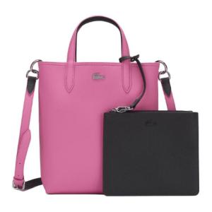 LACOSTE Сумка-шоппер из ПВХ среднего размера для женщин розово-коричневая, Pink & Dark Coffee