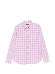 Рубашка в клетку с нагрудным карманом Tom Ford, розовый