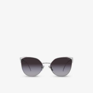 Солнцезащитные очки PR 50ZS в металлической оправе «кошачий глаз» Prada, серебряный