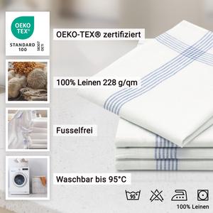 Чайные полотенца набор  Zollner, белый/синий