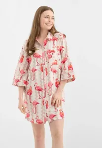 Ночная рубашка с принтом в виде полосок фламинго Chelsea Peers, Off White