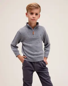 Детский вязаный джемпер с высоким воротником Dadati, серый