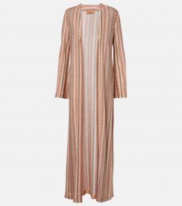 Кардиган из ламе с зигзагообразным узором Missoni, Ivory, Beige And Black Tones