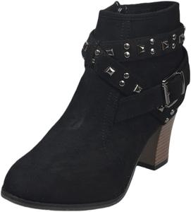 Модные женские массивные ботильоны с металлическими люверсами, верх с круглым носком, доступны большие размеры, для повседневной носки Fusecottc, Black