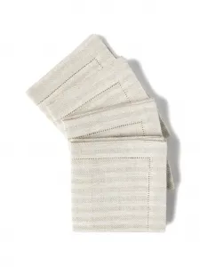 Льняные салфетки с полосатым узором "мел" (набор из четырех штук) Brunello Cucinelli, бежевый