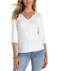 Женская футболка Liverpool Los Angeles с рукавом три четверти и V-образным вырезом, Cream