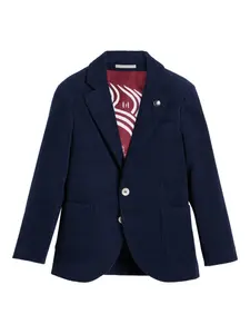 Вельветовый пиджак с двумя пуговицами Brunello Cucinelli Kids, синий