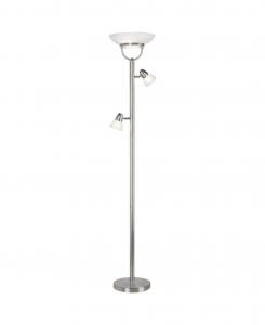 Современный торшер-напольная лампа 3 в 1 с боковыми светильниками, высота 70 дюймов, матовый никель, белые стеклянные абажуры, идеально подходит для гостиной, читального зала, спальни, дома 360 Lighting, серебро