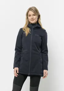 Пальто из софтшелла Jack Wolfskin "WINDHAIN COAT W", синий