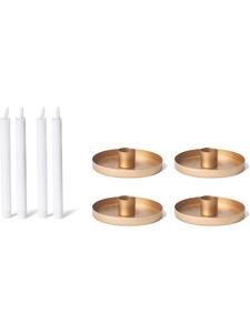 Novaliv 4 подсвечника для настольных свечей диаметром 6 см, металлические, золотистые, со светодиодной подсветкой