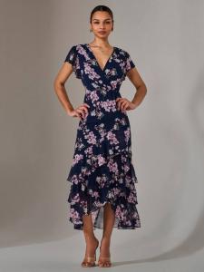 Фасон макси с цветочным принтом и рюшами Jolie Moi, Navy