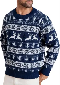 Свитер мужской рождественский, вязаный, с рисунком елки