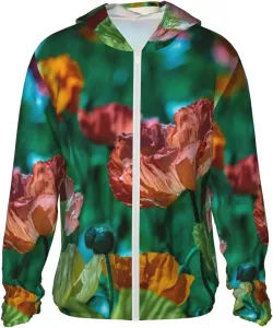 Цветочная худи с защитой от солнца, легкая спортивная одежда с длинными рукавами и молнией для мужчин и женщин