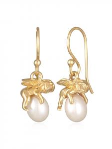 Elli Серьги в виде ангела из серебра 925 пробы с золотым покрытием