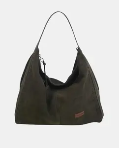 Сумка-хобо из спилка на молнии Volum, хаки