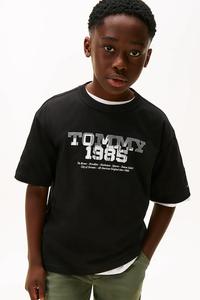 Детская хлопковая футболка Tommy Hilfiger, черный