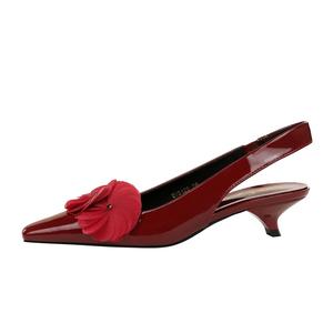 QITUMAUL Женские туфли на каблуке нестандартной формы высокие бордовые, цвет Burgundy[Heel Height 4cm]