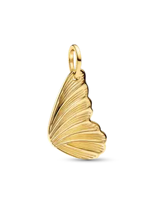 Подвеска-бирка с гравировкой в виде крыла бабочки Pandora, 14-каратное золотое покрытие