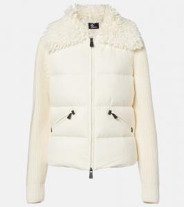 Кардиган из натуральной шерсти с нижними панелями Moncler Grenoble, White