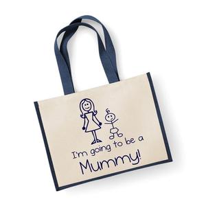 Большая темно-синяя джутовая сумка «Я собираюсь стать мамой» 60 SECOND MAKEOVER, синий