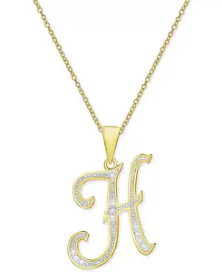 Ожерелье с кулоном-инициалом в форме бриллианта, 18 дюймов, из серебра, золота и розового золота Macy'S, h/gold