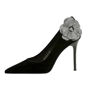 Женские туфли на тонком каблуке и высоком каблуке QITUMAUL, Black[Heel Height 7Cm]