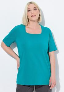 Футболка Ulla Popken CARREE-AUSSCHNITT, Petrol/Evergreen