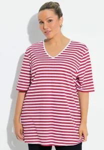 Футболка с v-образным вырезом в полоску Ulla Popken, Lychee