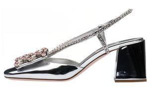 Высокие каблуки женские серебристые Miu Miu