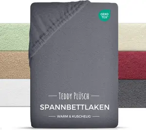 Простыня на резинке зимняя плюшевая Тедди 100х200 см антрацитовая Carpe Sonno