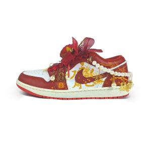 Jordan Air 1 износостойкие низкие винтажные баскетбольные кроссовки Women's White Red