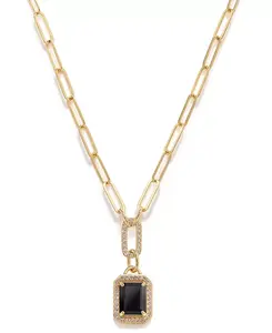 Ожерелье с подвеской в виде скрепки длиной 18 дюймов, выполненное из серебра 14 карат с позолотой (также из небесно-голубого топаза, оникса и аметиста), оправленное в цитрин (2-1/5 карата) и белый топаз (5/8 карата). Macy'S, onyx