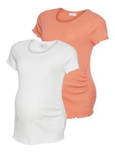 Рубашка для беременных абрикосового и белого цветов neun 9 monate