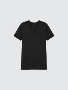 Футболка Heattech с v-образным вырезом Uniqlo, цвет 09 черный