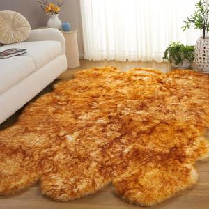 SAFAVIEH ковер 166 x 232 см Champagne/Copper Brown из натуральной овечьей шерсти, ручной работы, роскошный сверхтолстый мех, деревенский, гламурный и современный декор, мягкий плед, чехол на кресло, плюшевый прикроватный ковер